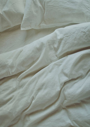 Washed Linen Cotton Housewife Pillowcase Set | Ecru