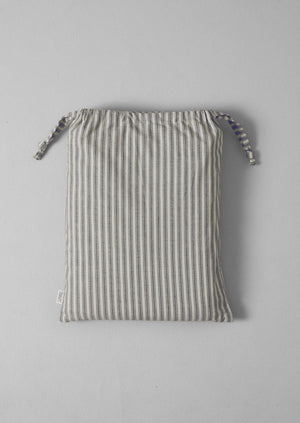 Organic Cotton Ticking Stripe Flat Sheet | Ecru/Graphite