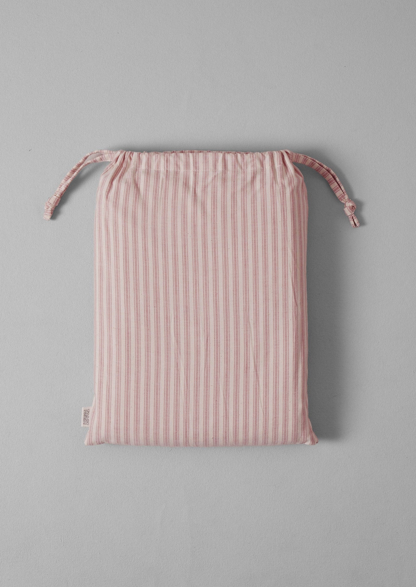 Organic Cotton Ticking Stripe Flat Sheet | Ecru/Rose