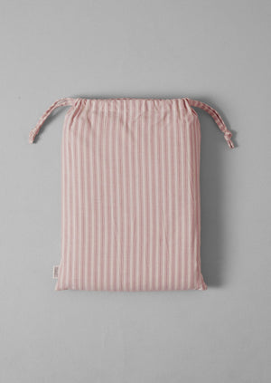 Organic Cotton Ticking Stripe Flat Sheet | Ecru/Rose