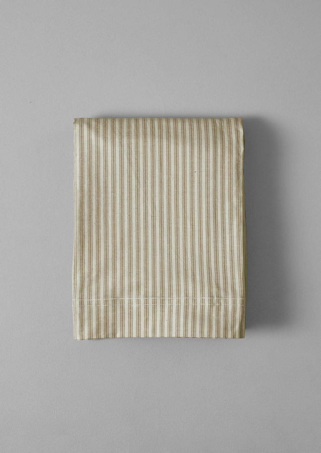 Organic Cotton Ticking Stripe Flat Sheet | Ecru/Straw