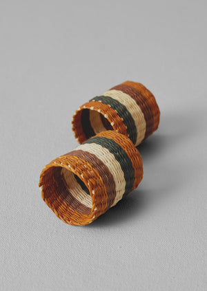 Hand Woven Iraca Napkin Rings | Sand/Multi