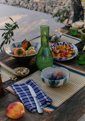 Border Stripe Madur Grass Placemat | Natural/Indigo