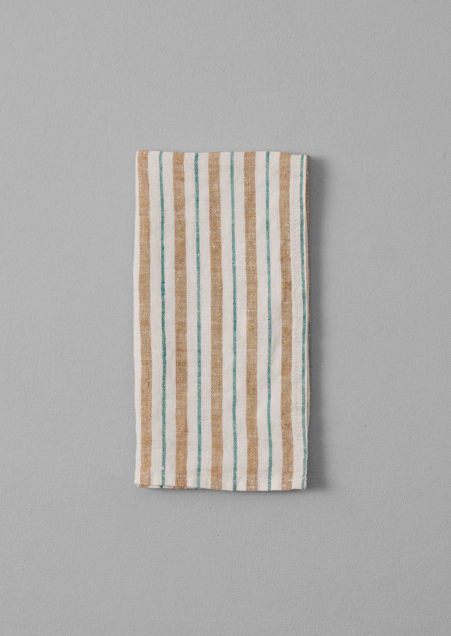 Faro Stripe Linen Napkin | Caramel/Marine Green
