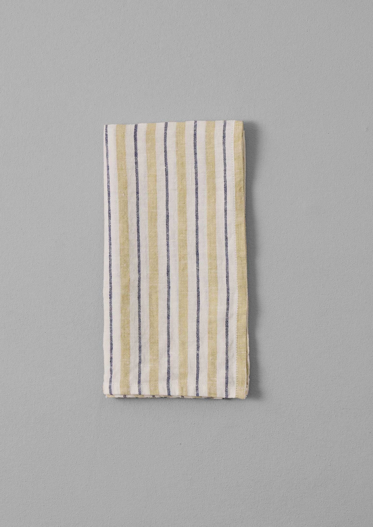 Faro Stripe Linen Napkin | Washed Lime/Midnight Blue