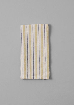 Faro Stripe Linen Napkin | Washed Lime/Midnight Blue