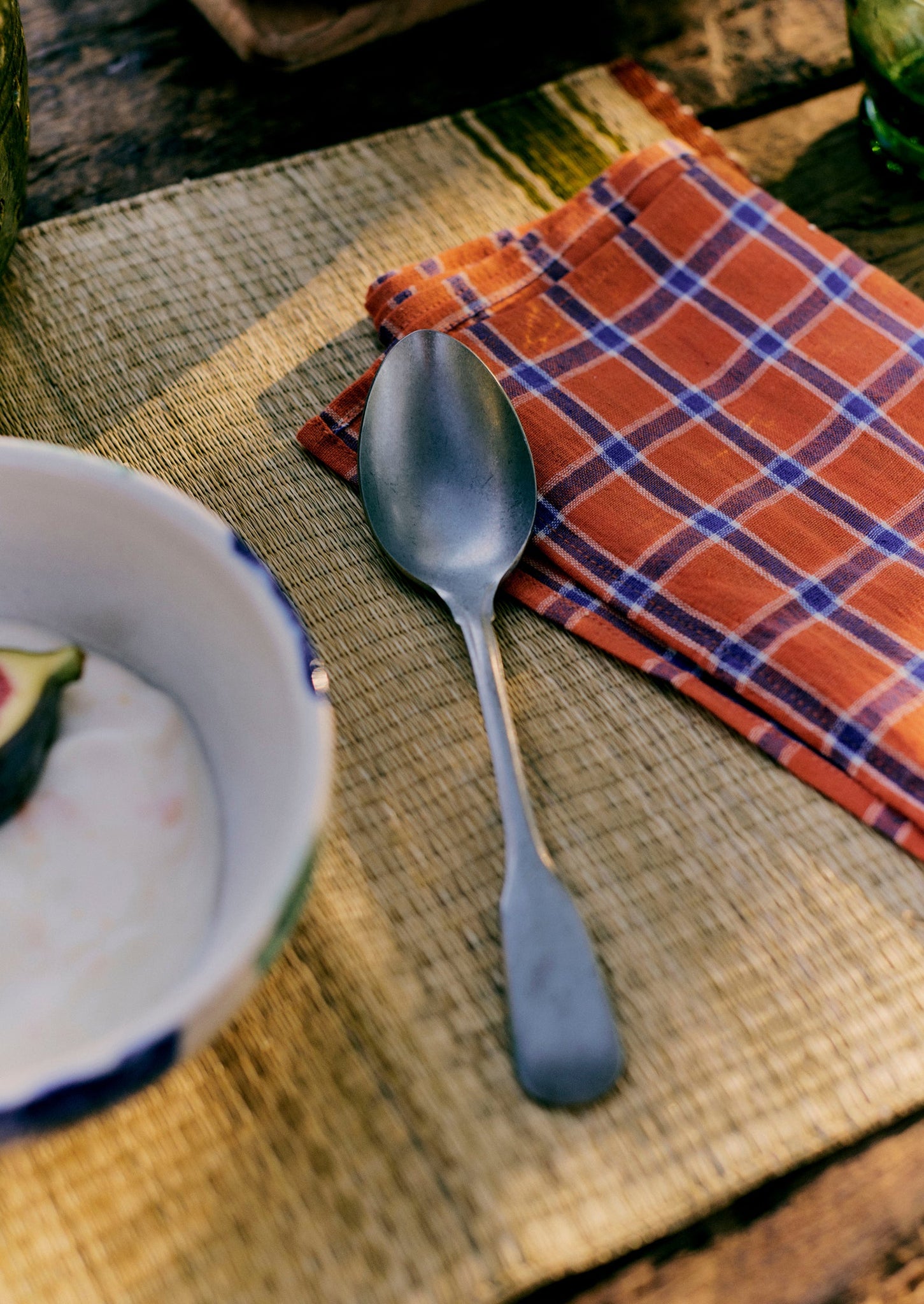 Hand Woven Check Napkin Set | Tangerine/Cobalt