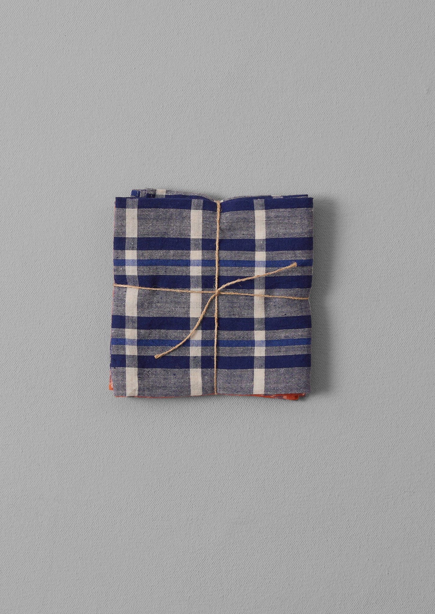 Hand Woven Check Napkin Set | Tangerine/Cobalt