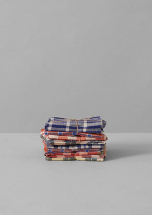 Hand Woven Check Napkin Set | Tangerine/Cobalt