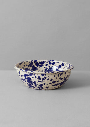 Splatter Enamel Salad Bowl | Cream/Blue