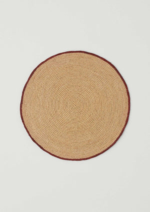 Contrast Edge Raffia Placemat | Natural/Rooibos