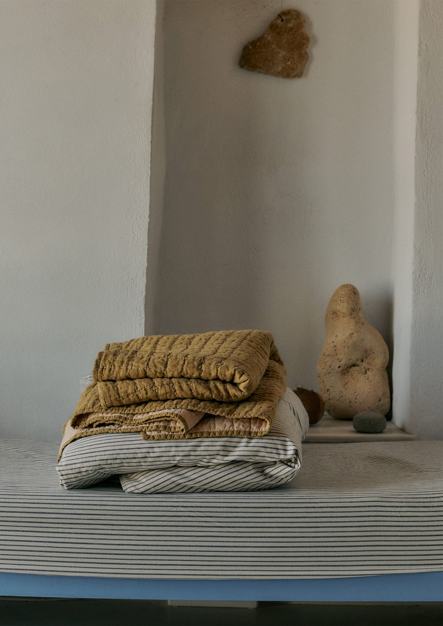 Organic Cotton Pyjama Stripe Duvet Cover | Navy/Ecru