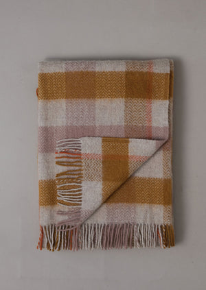 Chevron Check Wool Blanket | Caramel/Mauve