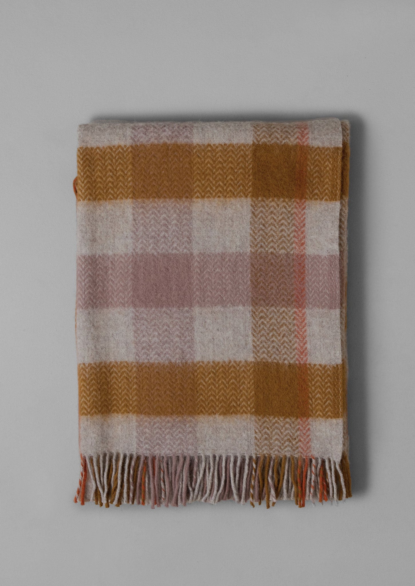 Chevron Check Wool Blanket | Caramel/Mauve