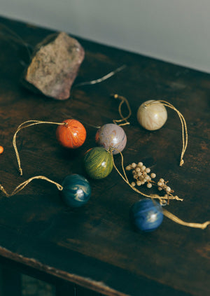 Mini Hand Marbled Bauble Set | Multi