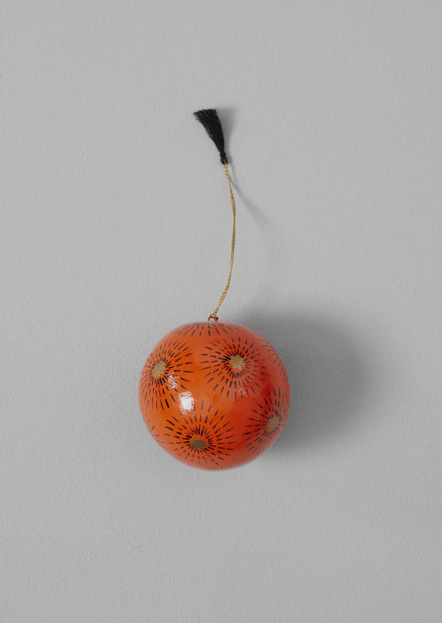 Starburst Hand Painted Bauble | Bright Coral