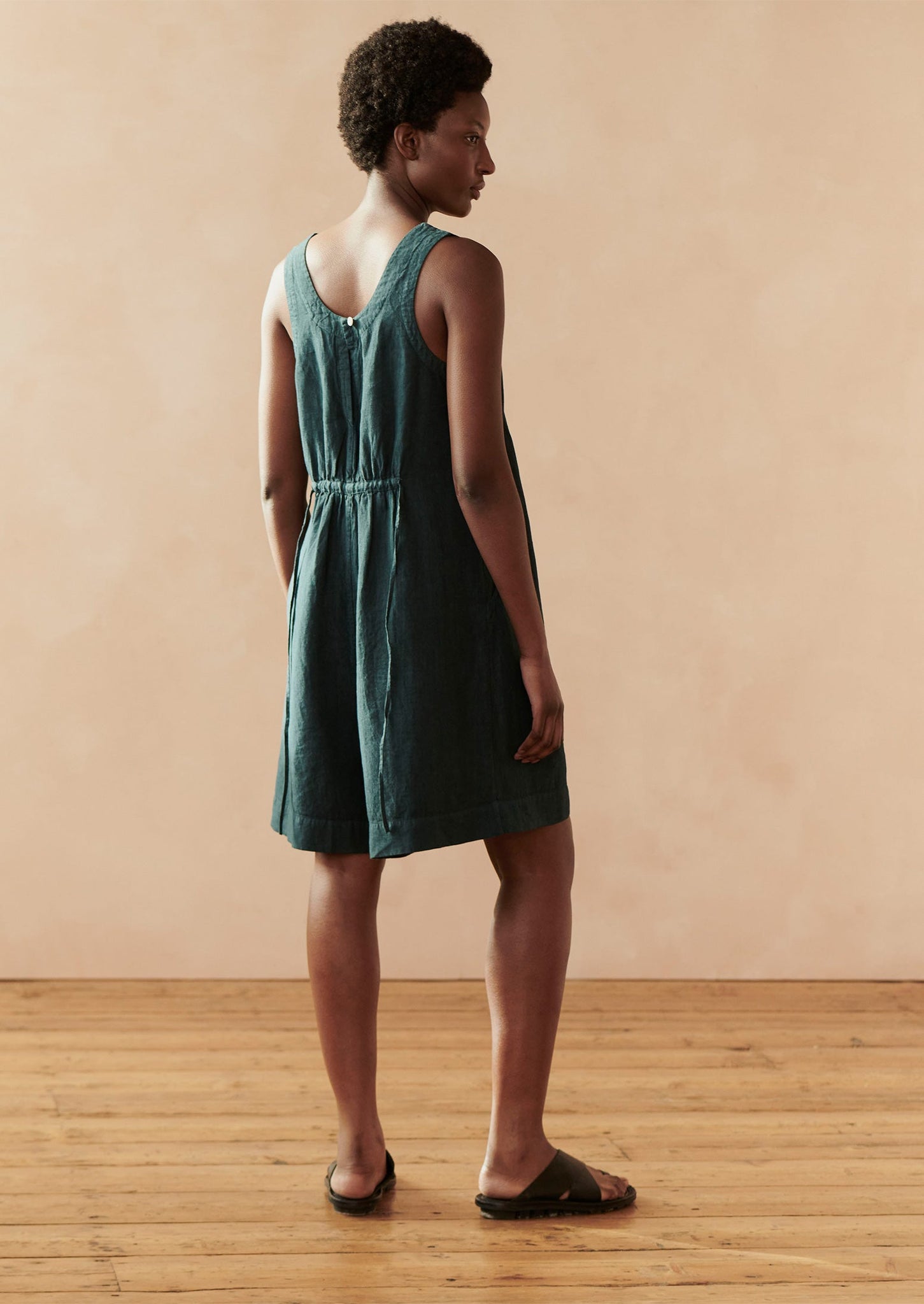 Garment Dyed Linen Short Jumpsuit | Puck