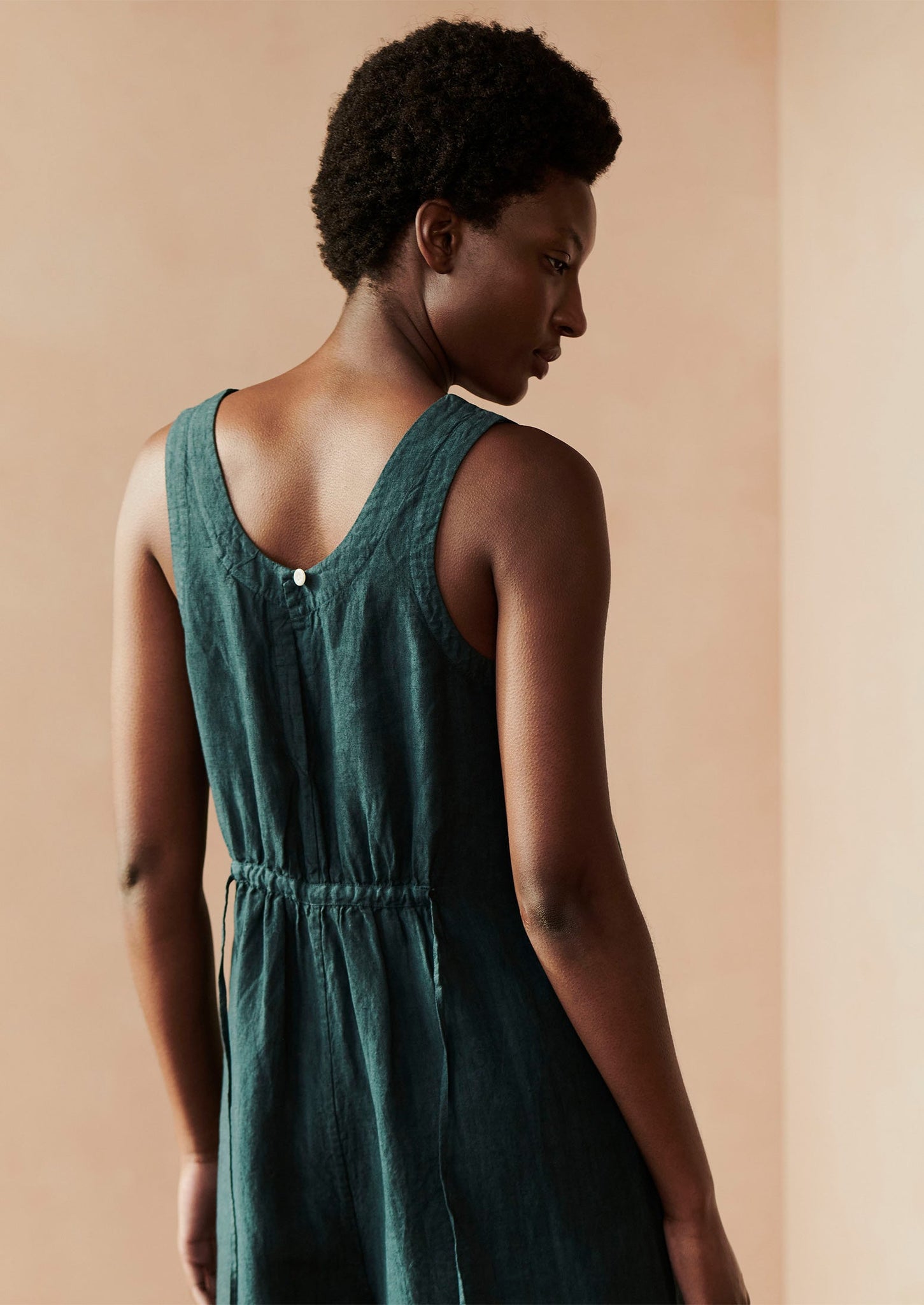 Garment Dyed Linen Short Jumpsuit | Puck