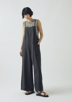 Garment Dyed Linen Pocket Jumpsuit | Black Pepper