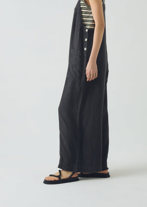 Garment Dyed Linen Pocket Jumpsuit | Black Pepper