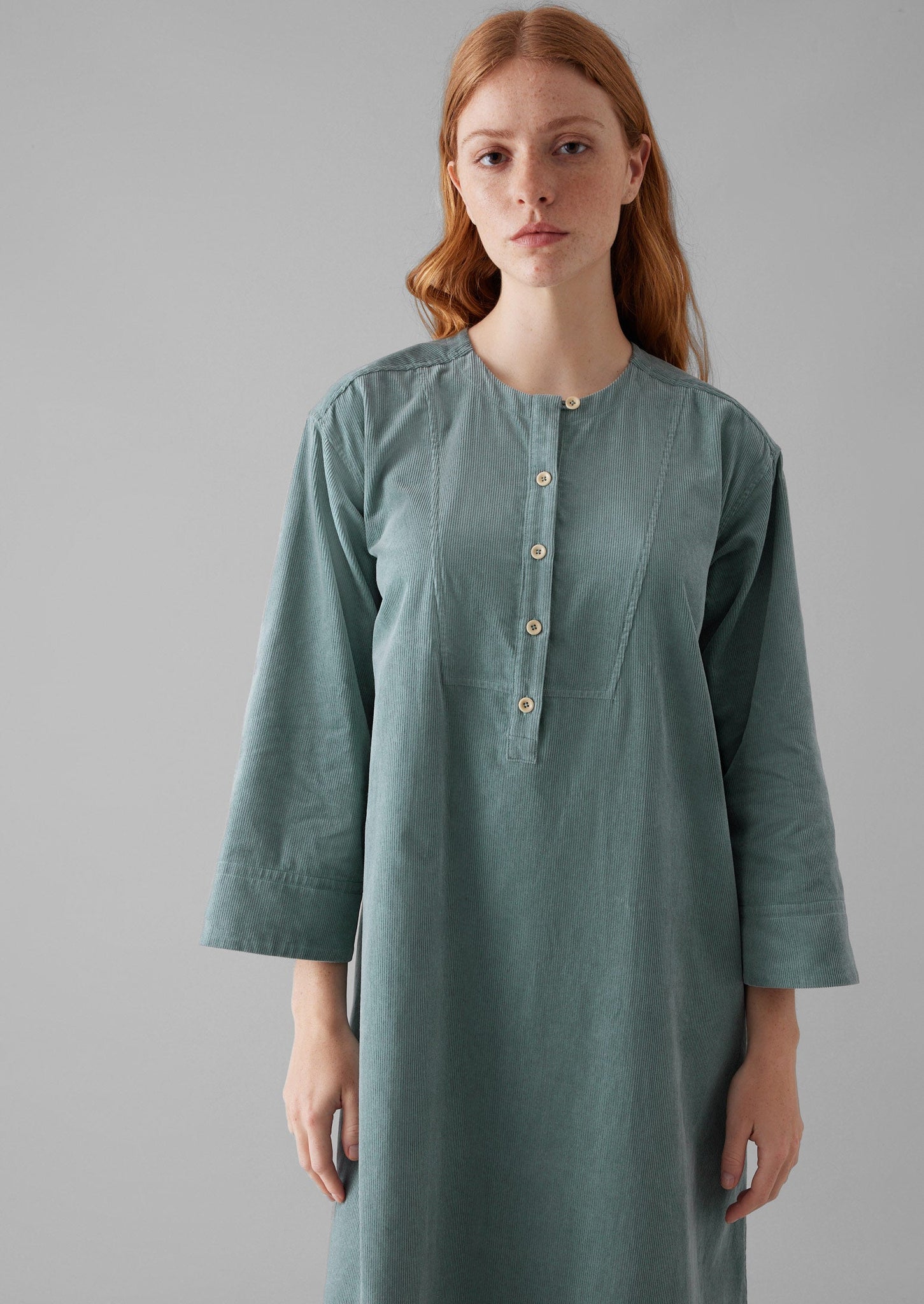 Organic Cord Tunic Dress | Dusty Blue