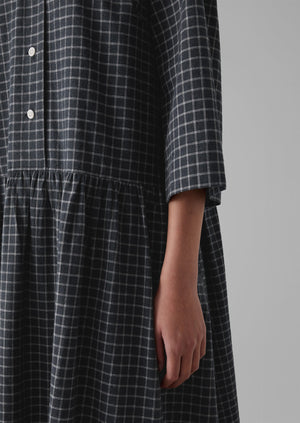 Graph Check Cotton Cashmere Shirt Dress | Slate