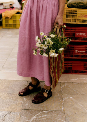 Lightweight Linen Gathered Waist Dress | Washed Berry
