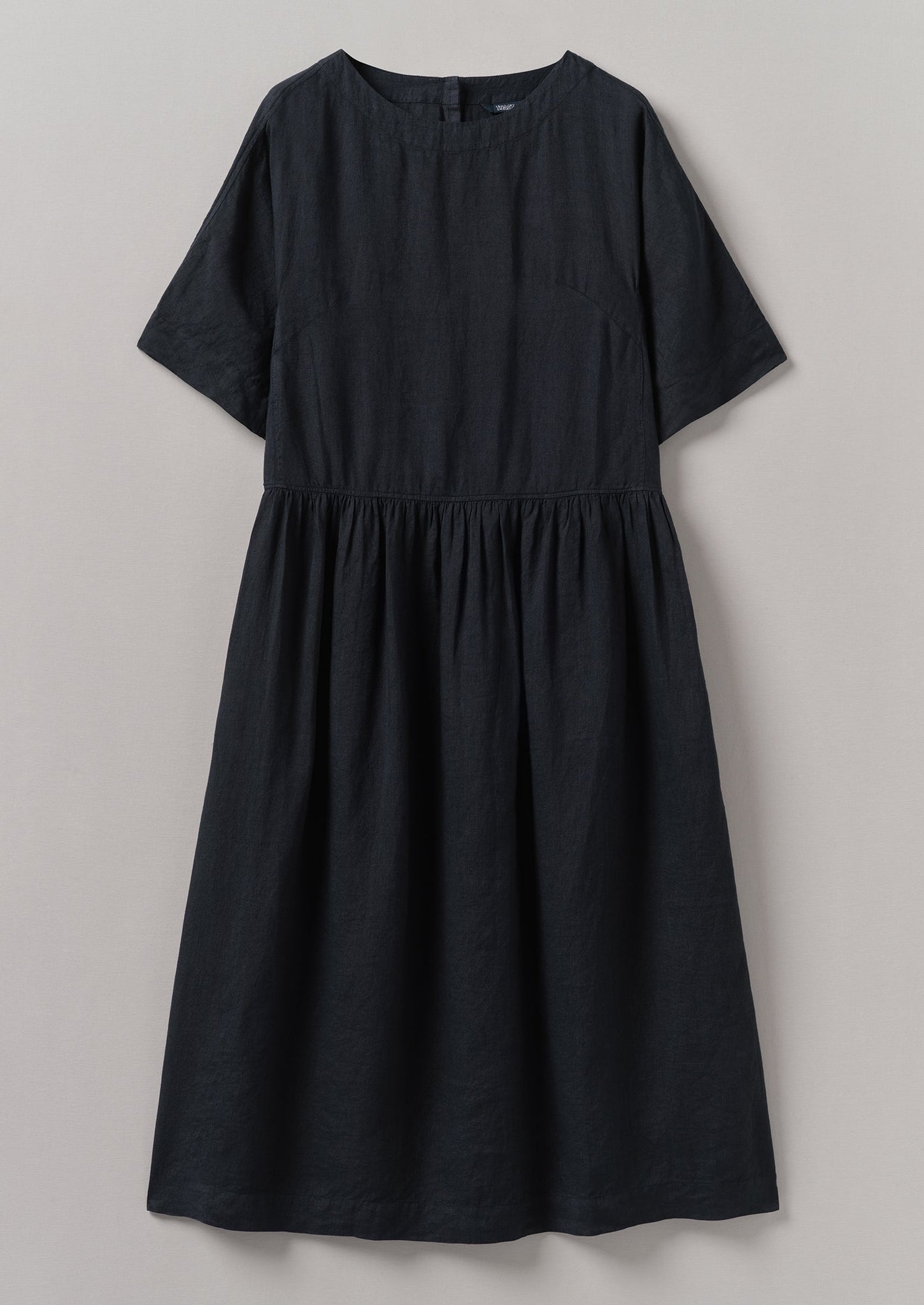 Lightweight Linen Gathered Waist Dress | Black Pepper