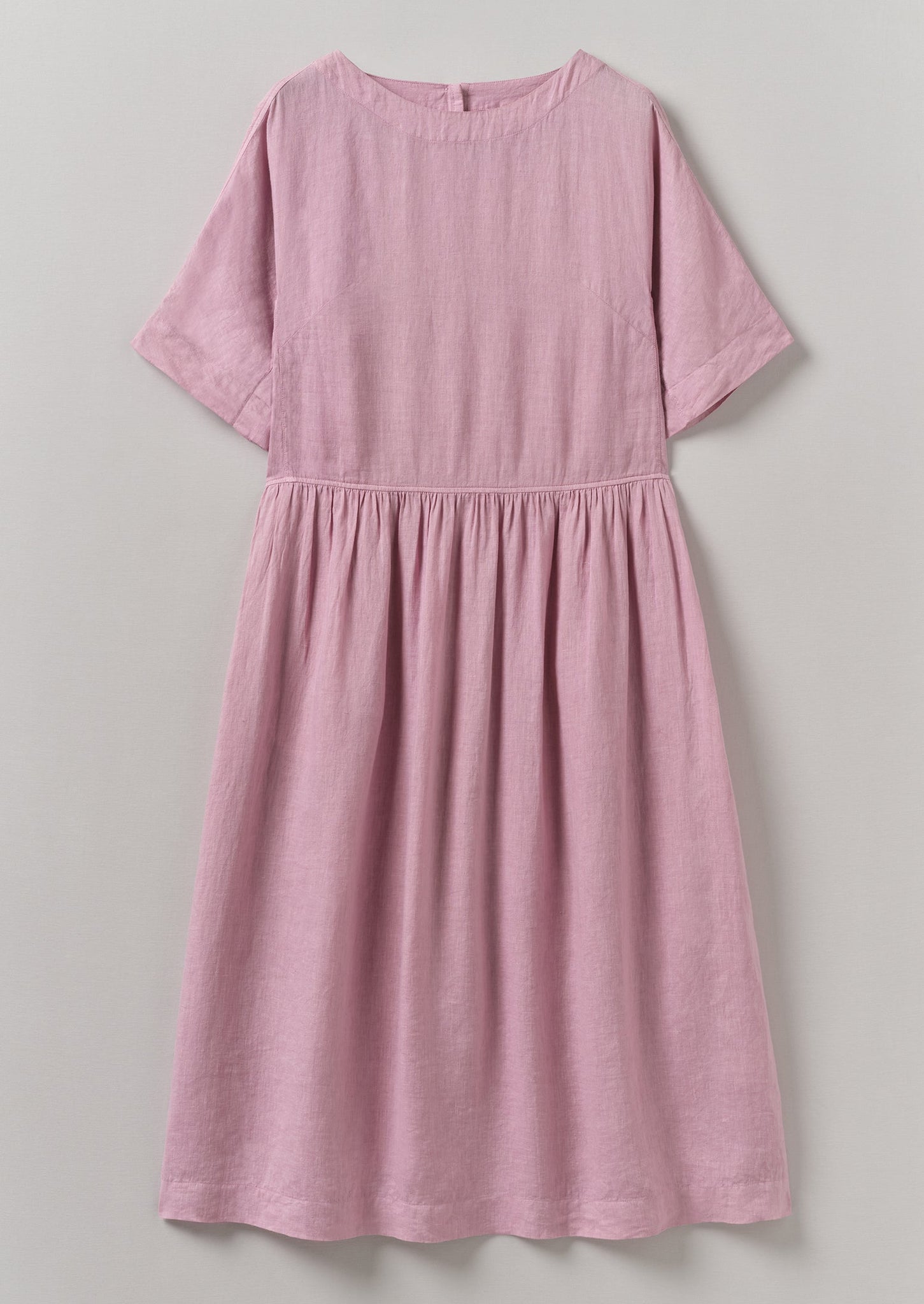 Lightweight Linen Gathered Waist Dress | Washed Berry