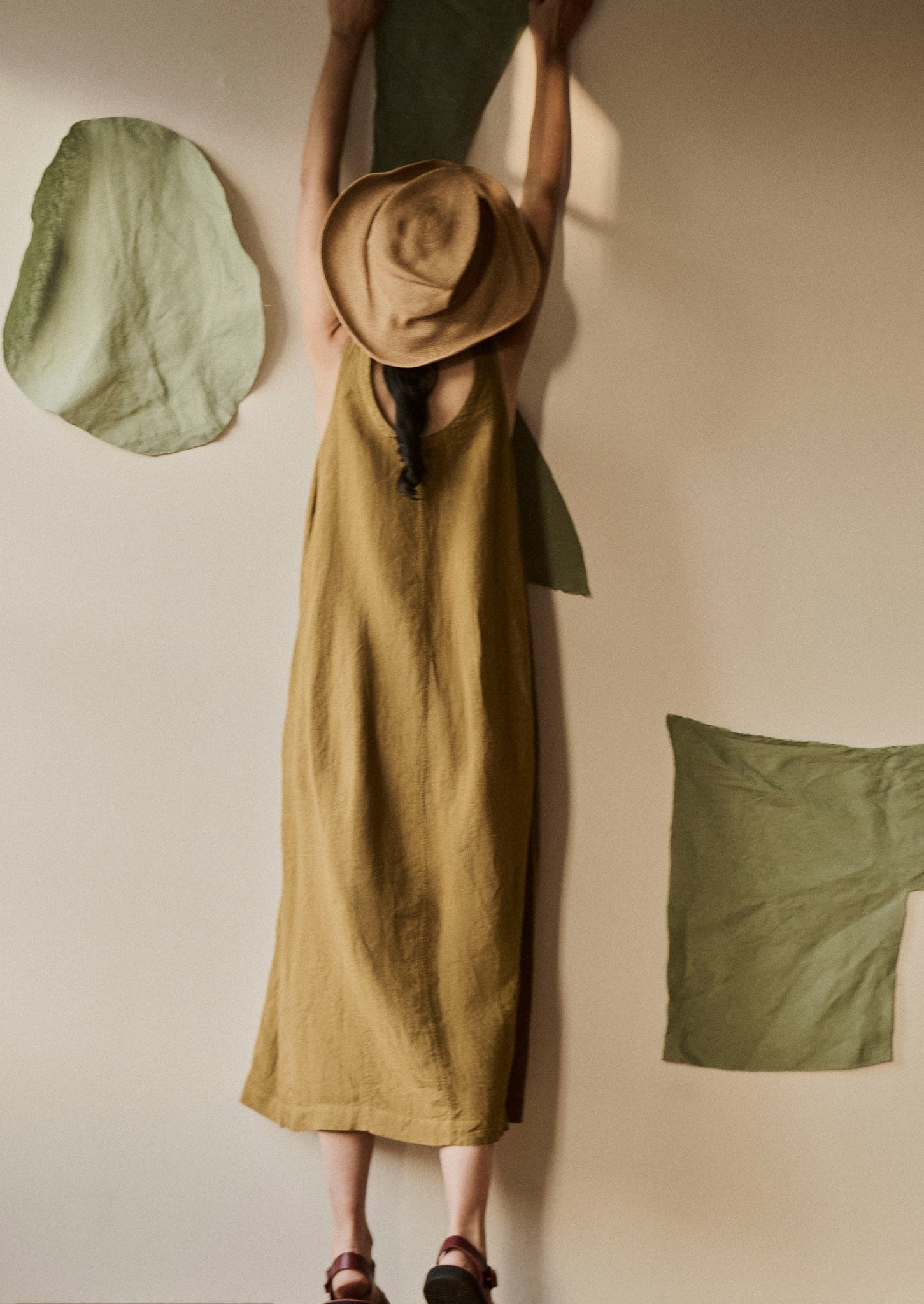 Garment Dyed Linen Easy Dress | Durian Green