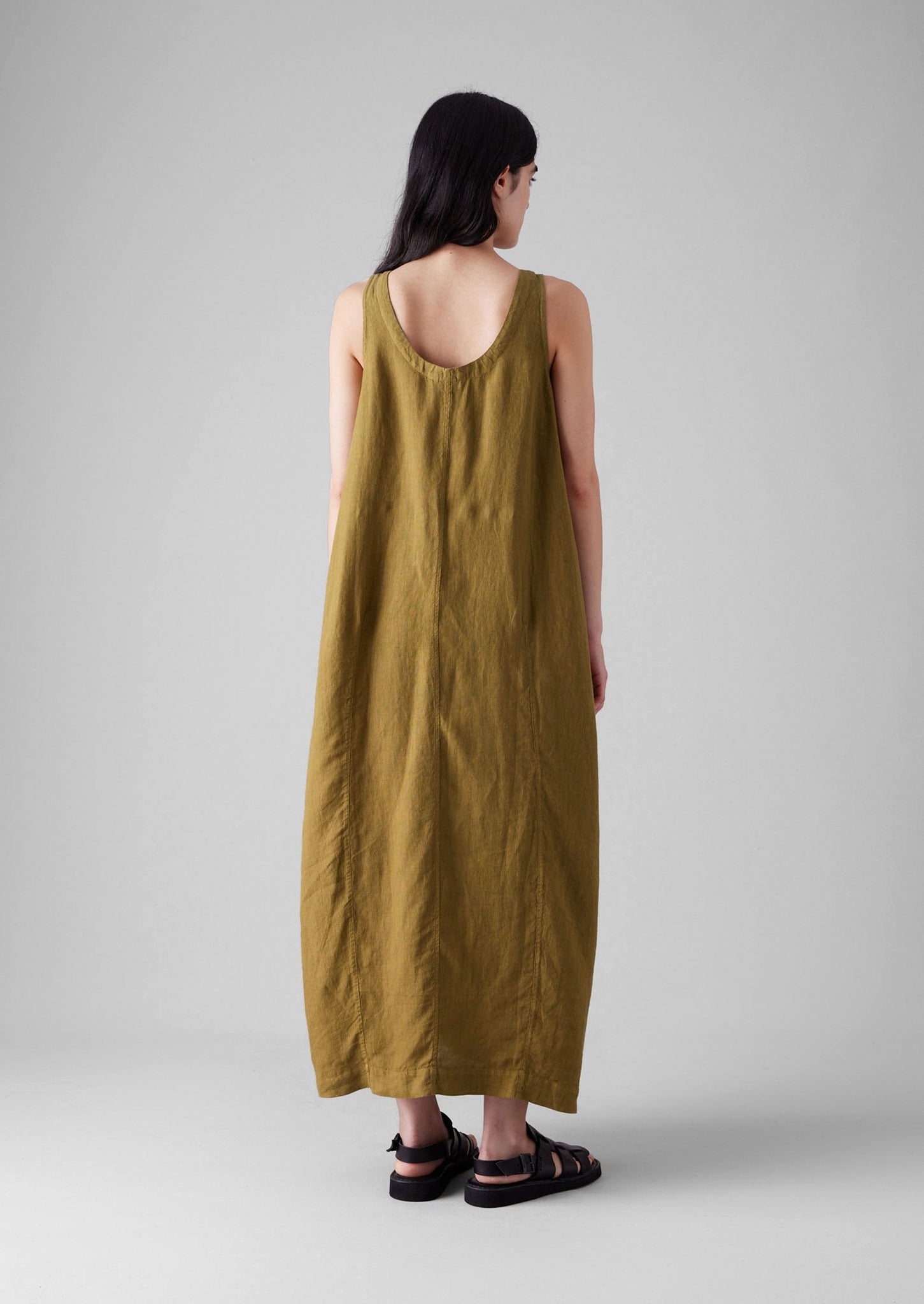 Garment Dyed Linen Easy Dress | Durian Green