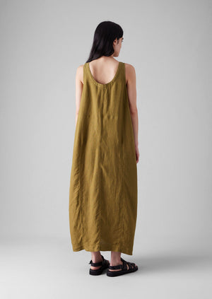 Garment Dyed Linen Easy Dress | Durian Green