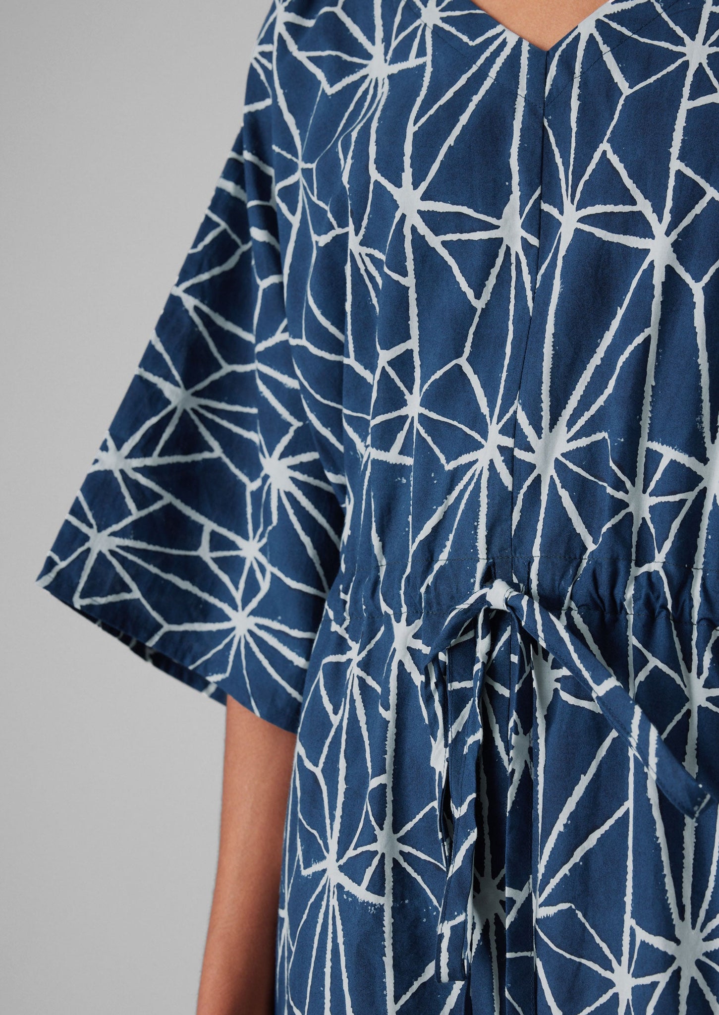 Prism Block Print Kaftan Dress | Indigo/Ecru