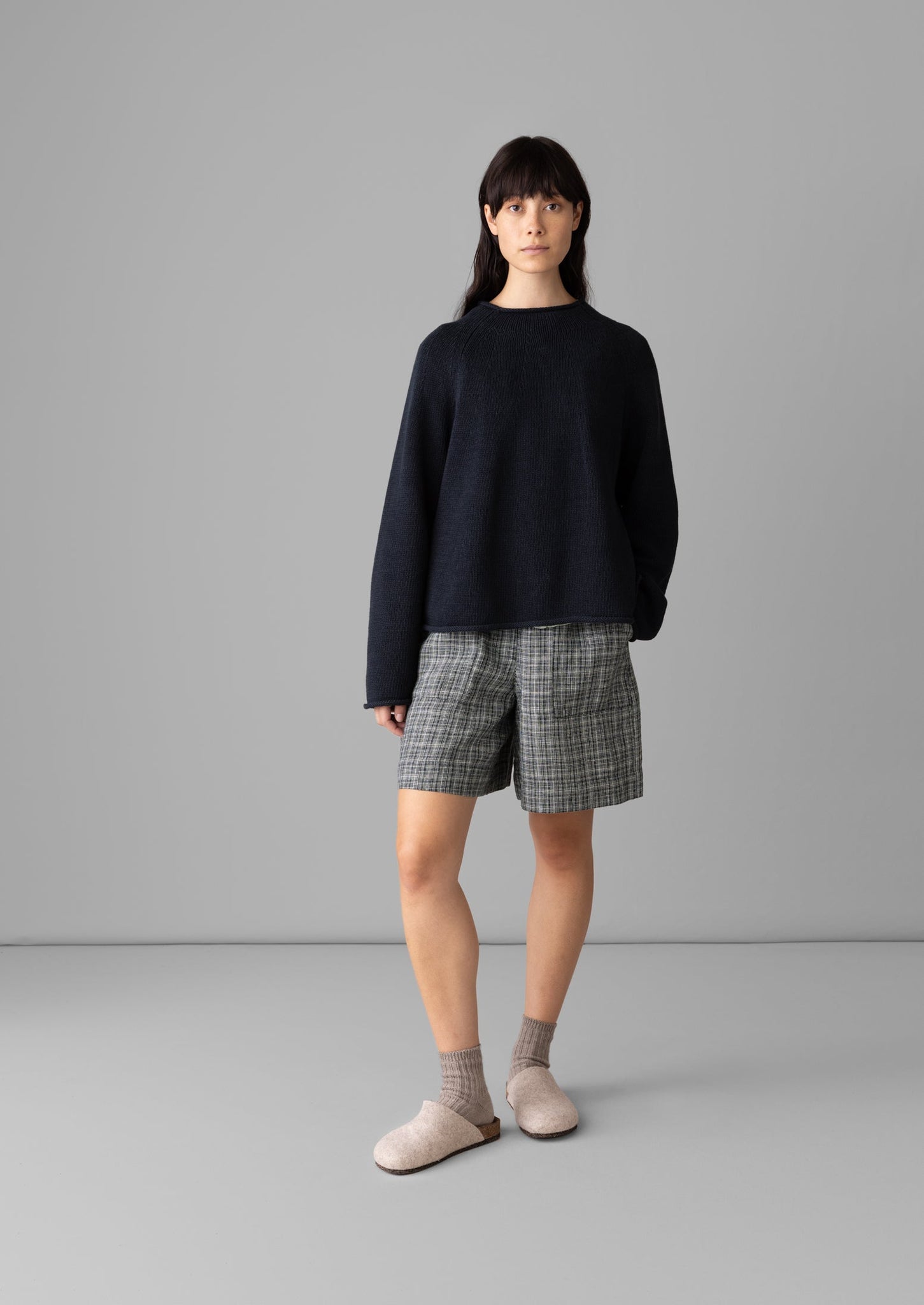 Cotton Linen Easy Sweater | Dark Navy