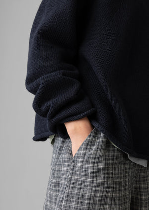 Cotton Linen Easy Sweater | Dark Navy