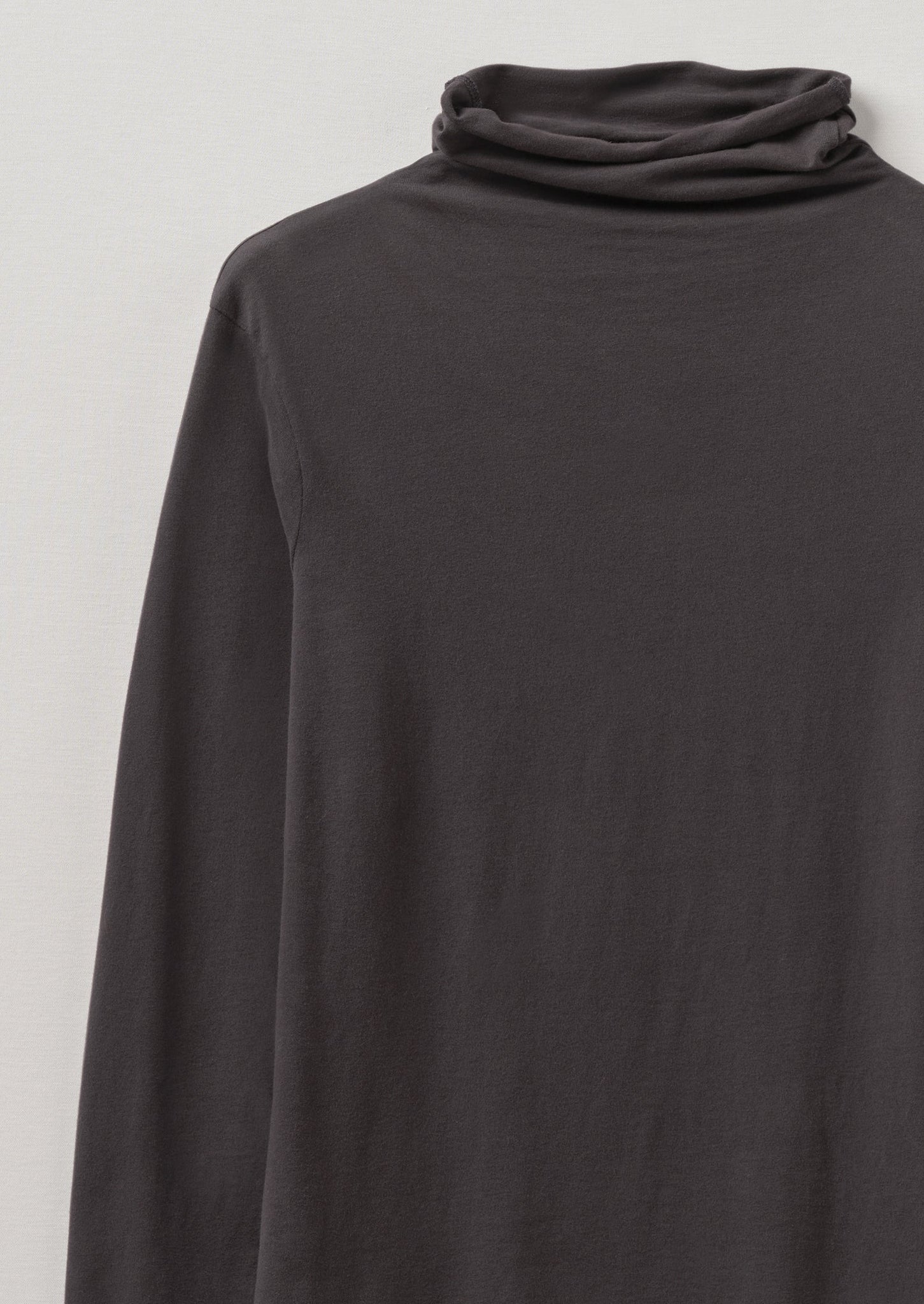 High Neck Soft Cotton Tee | Soft Charcoal