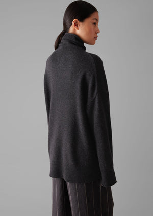 Roll Neck Wool Cashmere Sweater | Charcoal