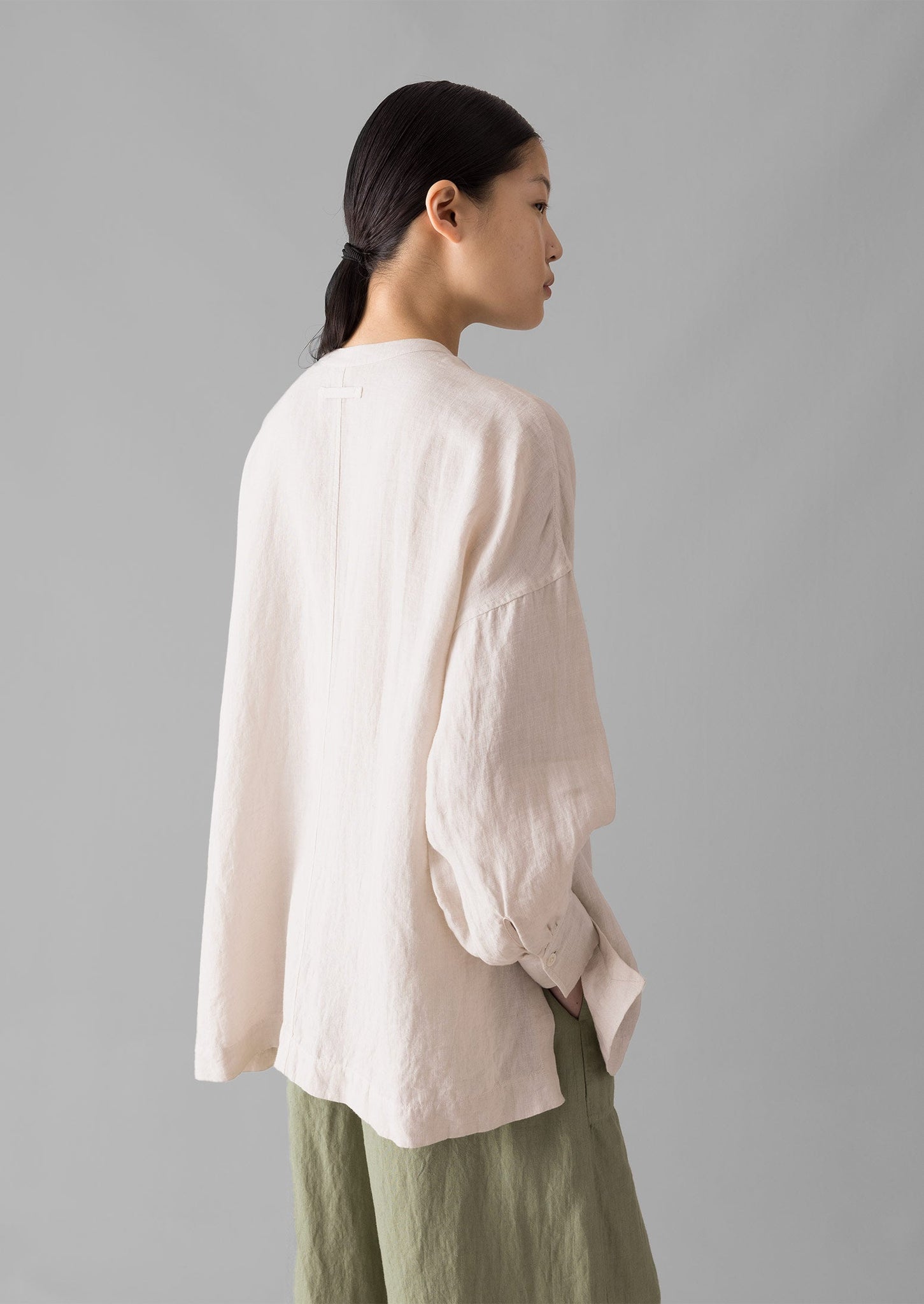 Garment Dyed Linen Oversized Shirt | Stone