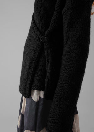 Wool Knitted Wrap Jacket | Black