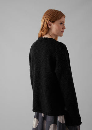 Wool Knitted Wrap Jacket | Black