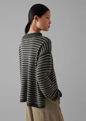 Stripe Alpaca Wool Sweater | Charcoal/Oatmeal