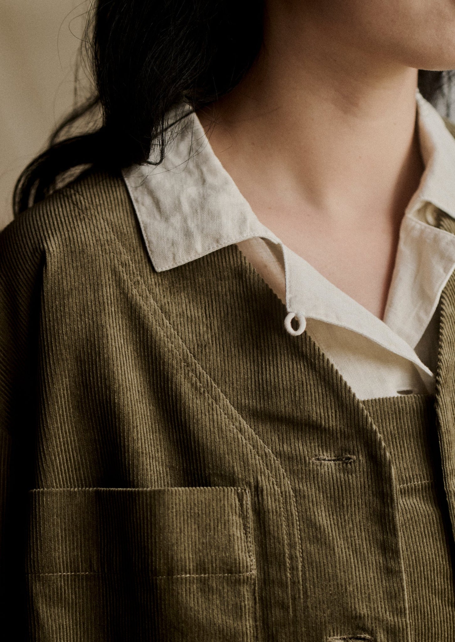 Organic Cord Button Front Shirt | Pear