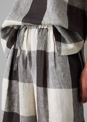 Macro Gingham Lightweight Linen Trousers | Ecru/Charcoal