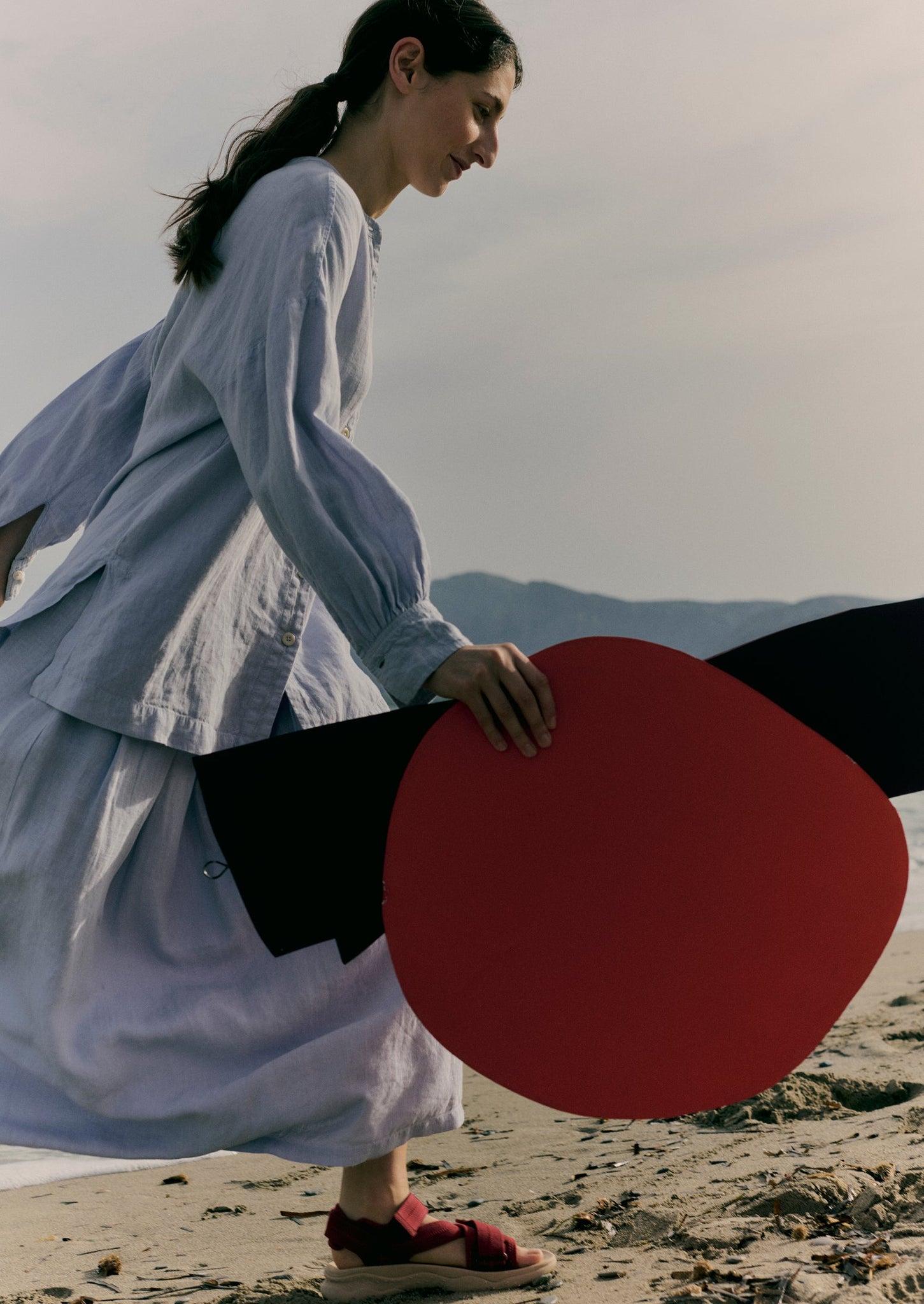 Garment Dyed Linen Oversized Shirt | Egg Blue