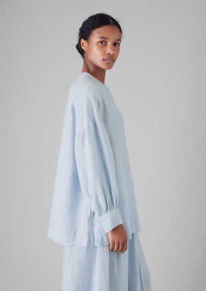 Garment Dyed Linen Oversized Shirt | Egg Blue