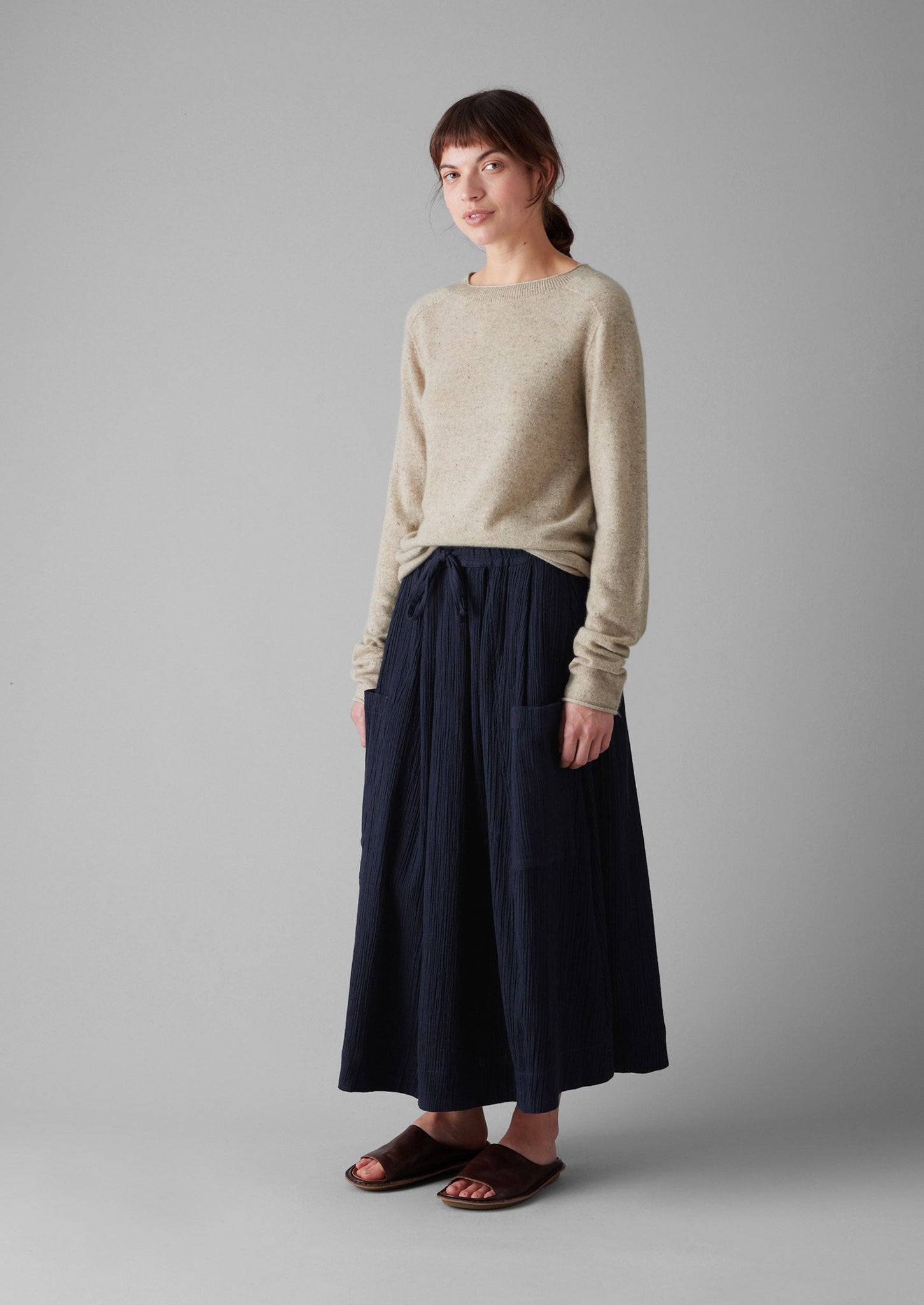 Wool Cashmere Neat Sweater | Speckled Oat