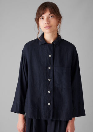 Garment Dyed Linen Shirt | Midnight