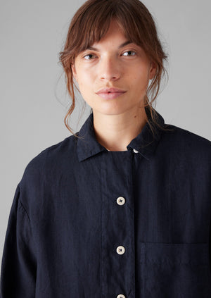 Garment Dyed Linen Shirt | Midnight