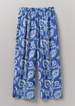 Trailing Botanical Block Print Trousers | Woad