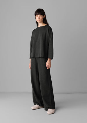 Loopback Jersey Wide Leg Trousers | Charcoal